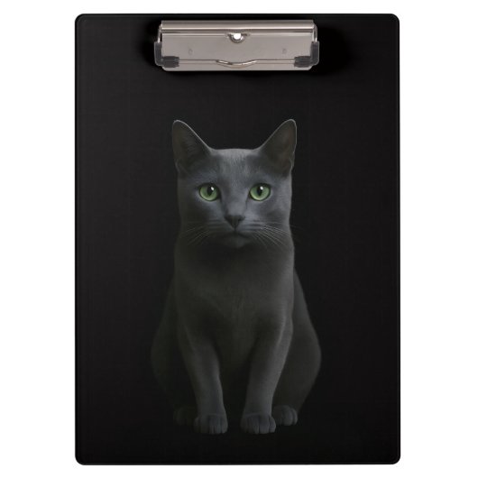 Porte-bloc noir 4 Luxe, Chat russe bleu (Devant)