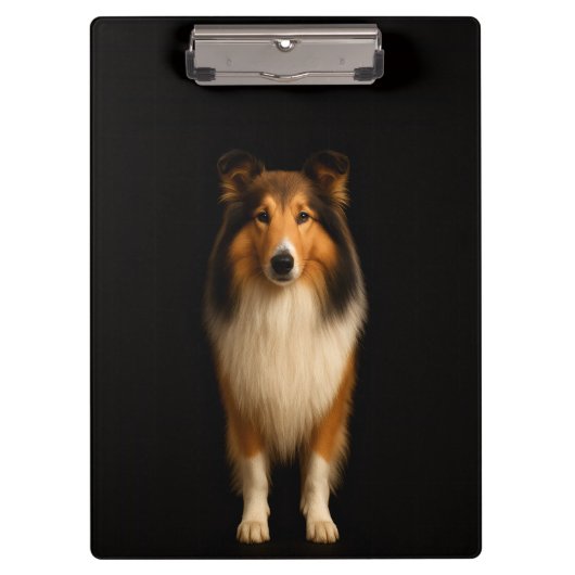 Porte-bloc noir 4 Luxe, chien Collie loyal (Devant)