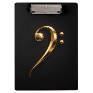 Porte-bloc noir 4 Luxe, Clé de fa dorée