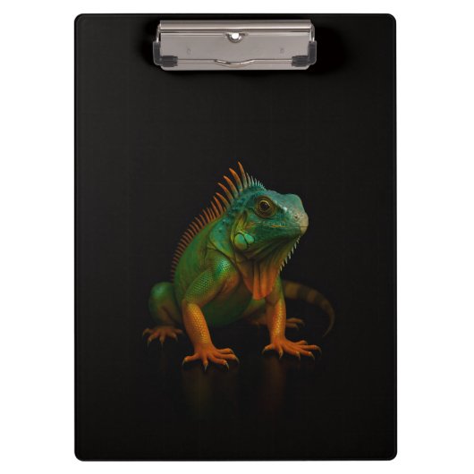 Porte-bloc noir 4 Luxe, Iguane vert (Devant)