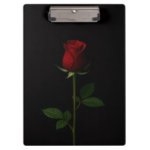 Porte-bloc noir 4 Luxe, Rose rouge en velours