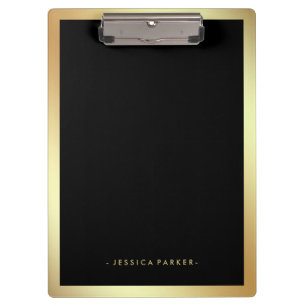 Porte-bloc Noir avec la frontière de charme d'or de Faux