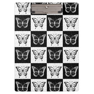 Porte-bloc Noir blanc À damiers conception papillon