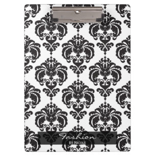 Porte-bloc Noir Blanc Damas Chic Élégant Glamour Personnalisé