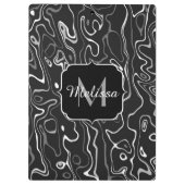 Porte-bloc Noir blanc gris damas tourbillons abstraits Monogr (Dos)