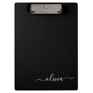 Porte-bloc Noir Blanc Moderne Minimaliste Élégant Monogramme