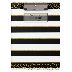 Porte-bloc Noir Blanc Or Élégant Chic Glam Personnalisé
