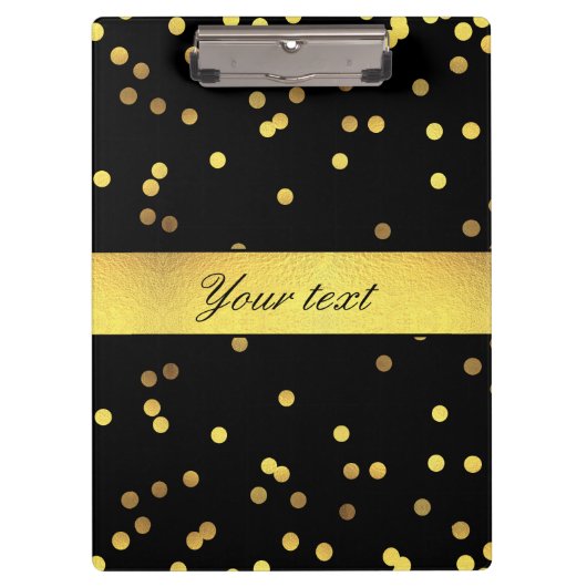 Porte-bloc Noir chic de confettis d'or (Devant)