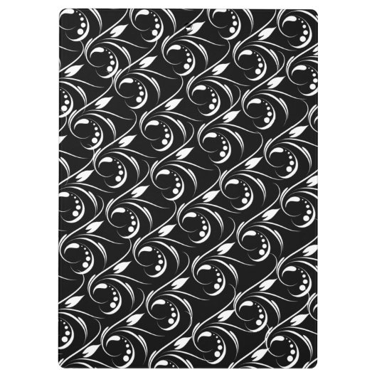 Porte-bloc Noir et blanc classique : Motif de fleurs Abstrait (Dos)