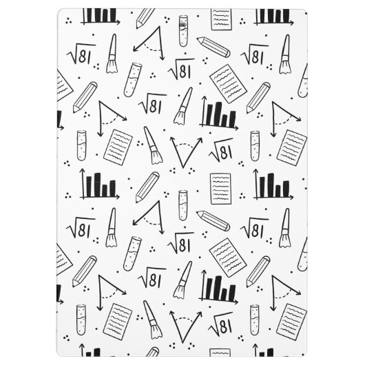 Porte-bloc Noir et Blanc Math Thème Personnalisable Enseignan (Dos)