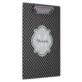Porte-bloc Noir et blanc moderne Quatrefoil Nom monogramme (Swatch)
