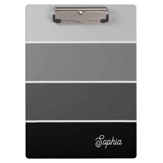 Porte-bloc Noir et gris | Ombre Stripes avec script (Devant)