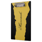 Porte-bloc noir et or M Gold avec nom affiché (Gauche)