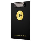 Porte-bloc Noir Et Or Monogramme Moderne Élégant (Gauche)