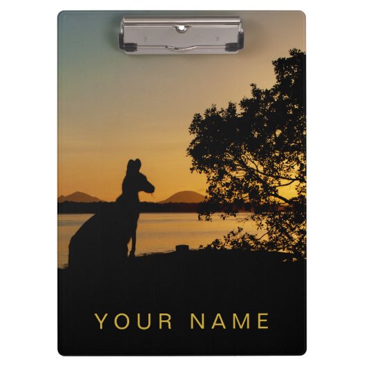 Porte-bloc Noir & Gold Sunset Silhouette Kangaroo Australie (Devant)