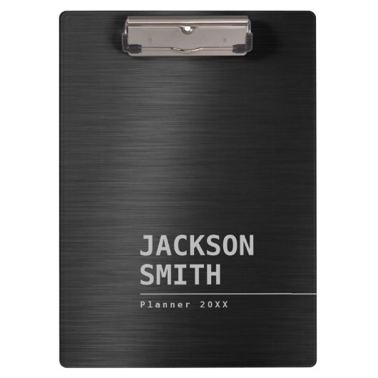 Porte-bloc Noir Moderne Simple Nom Personnalisé Professionnel (Devant)