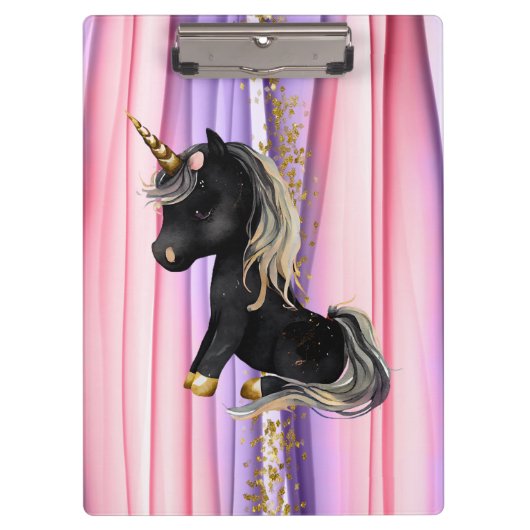 Porte-bloc Noir Unicorne oreilles roses (Devant)