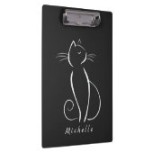 Porte-bloc Nom d'ajout Minimal White Cat On Black (Swatch)