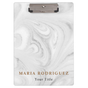 Porte-bloc Nom de Fresh Look Personnaliser Marbre Blanc