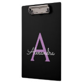 Porte-bloc Nom de monogramme féminin écriture violet noir (Gauche)