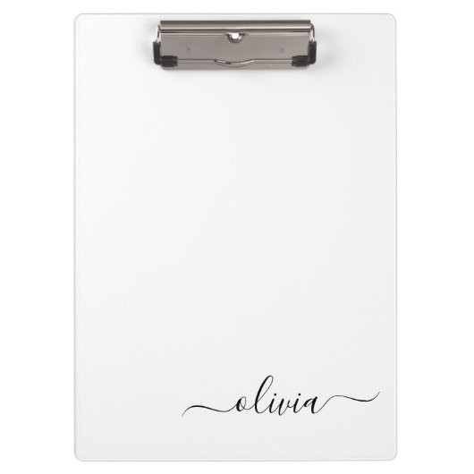 Porte-bloc Nom de monogramme girly de script moderne noir et  (Devant)
