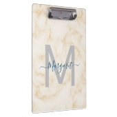Porte-bloc Nom de script Monogramme Marbre Blanc Or (Swatch)