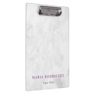 Porte-bloc Nom de style élégant Personnaliser Marbre Blanc