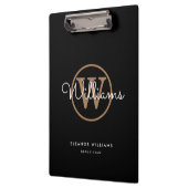 Porte-bloc Nom du monogramme Black Gold White Script (Gauche)