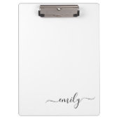 Porte-bloc Nom du monogramme blanc noir moderne (Devant)