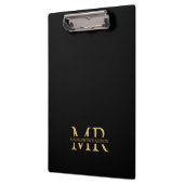 Porte-bloc Nom du monogramme professionnel Black Gold Initial (Gauche)