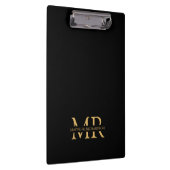 Porte-bloc Nom du monogramme professionnel Black Gold Initial (Swatch)