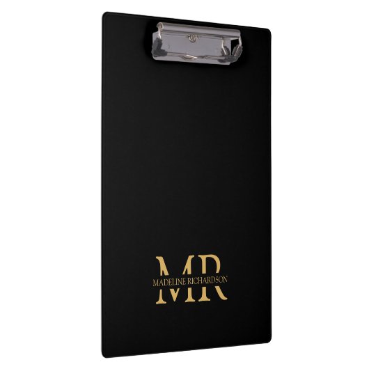 Porte-bloc Nom du monogramme professionnel Black Gold Initial (Swatch)