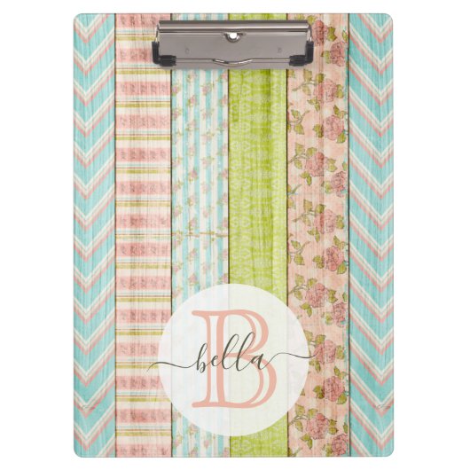 Porte-bloc Nom du monogramme Roses de Shabby sur le chalet ru (Devant)