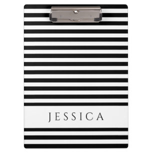 Porte-bloc Nom du Motif rayé noir et blanc