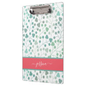 Porte-bloc Nom du script de motif floral vert moderne (Gauche)