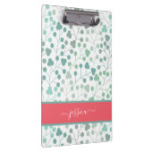 Porte-bloc Nom du script de motif floral vert moderne (Swatch)
