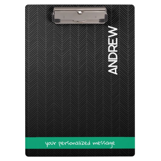 Porte-bloc Nom et message personnalisés Noir moderne personna (Devant)