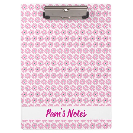 Porte-bloc Nom floral rose moderne (Devant)