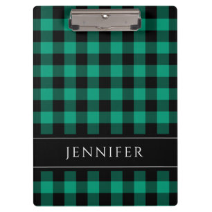 Porte-bloc Nom Green & Black Checks Plaid En vichy Motif