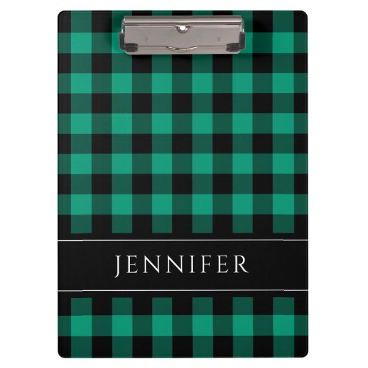 Porte-bloc Nom Green & Black Checks Plaid En vichy Motif (Devant)