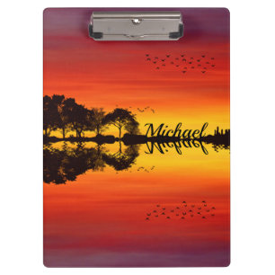 Porte-bloc Nom guitariste orange moderne Aquarelle