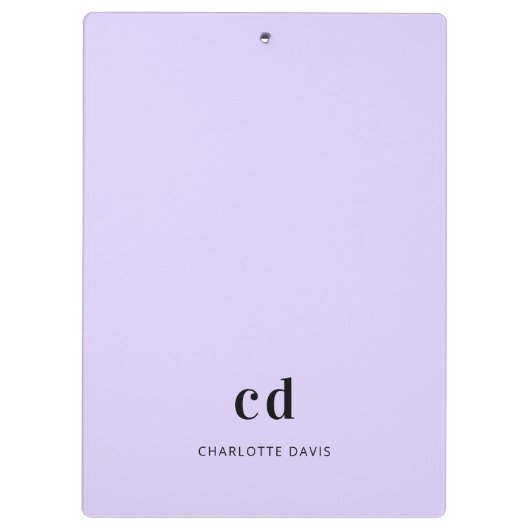 Porte-bloc Nom initial du monogramme violet lavande (Dos)