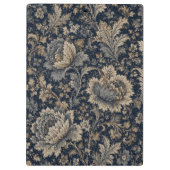 Porte-bloc Nom initial sur motif textile botanique Navy Gold (Dos)