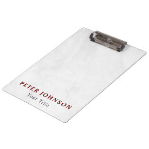 Porte-bloc Nom minimaliste Personnaliser Marbre Blanc
