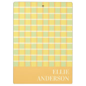 Porte-bloc Nom Moderne Pastel Vert Jaune Orange à Damier (Dos)