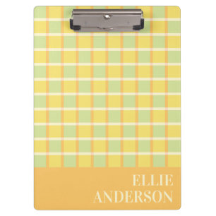 Porte-bloc Nom Moderne Pastel Vert Jaune Orange à Damier