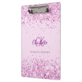 Porte-bloc Nom monogramme de confetti rose (Gauche)