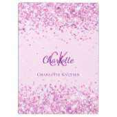 Porte-bloc Nom monogramme de confetti rose (Dos)