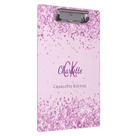 Porte-bloc Nom monogramme de confetti rose (Swatch)
