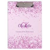 Porte-bloc Nom monogramme de confetti rose (Devant)